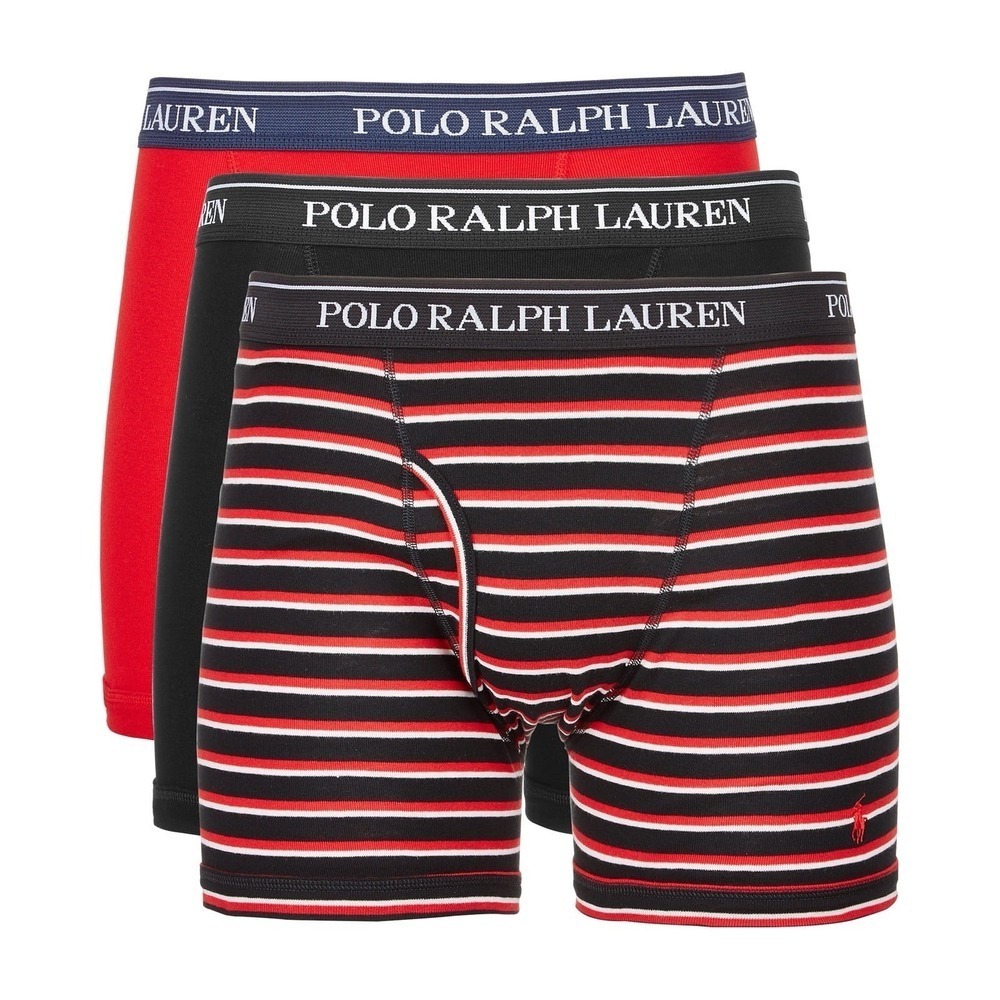 Polo RALPH LAUREN Classic Fit 3 Pack Boxer Briefs Black Red Sz S (28-30) *NEW*